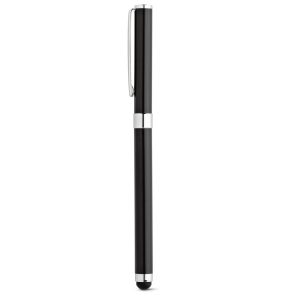 TOUCH. Caneta roller em metal com corpo brilhante e escrita em preto