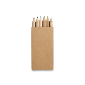 CRAFTI. Caixa de papel kraft reciclado com 10 mini lápis de cor