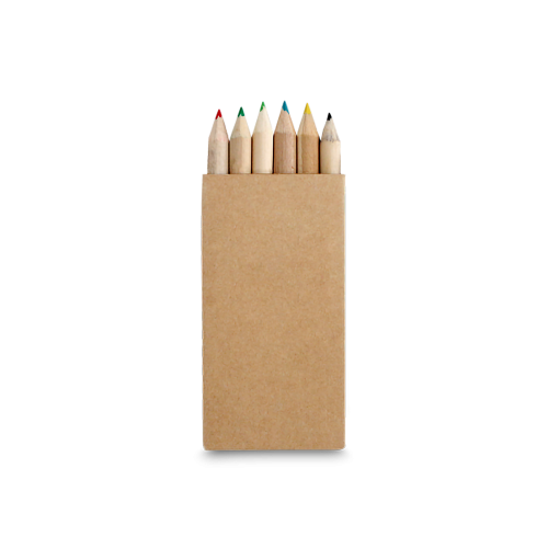 CRAFTI. Caixa de papel kraft reciclado com 10 mini lápis de cor