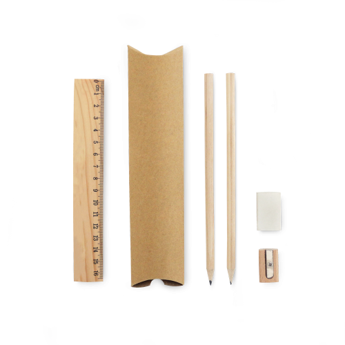 RHOMBUS. Kit de escrita: régua, lápis de grafite, borracha e apontador