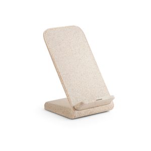 MAXWELL. Suporte para celular com carregador por indução super-rápido (15W), em fibra de palha de trigo e ABS