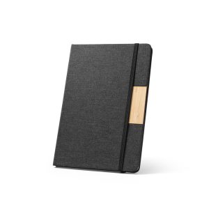 MÁRQUEZ. Caderno A5 de capa dura em tecido PET 100% reciclado, com páginas pautadas recicladas