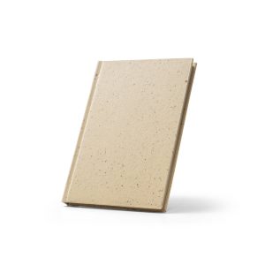 BARLEYPAD. Caderno A5 com resíduos da cevada (25%) e trapos de algodão reciclado (75%), com páginas pautadas recicladas
