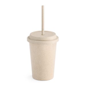VALLEY. Copo de viagem em fibra de bambu (60%) e PP (40%) com tampa e canudo (450 mL)