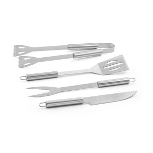 ANNATTO. Kit churrasco em estojo de alumínio com 4 utensílios em aço inox