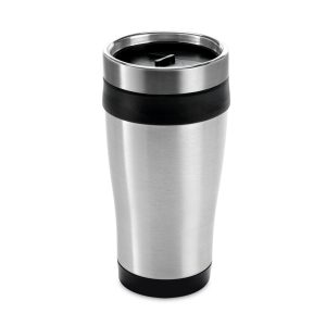 BATUM. Copo de viagem em aço inox e PP, térmico com parede dupla isolada a ar (420 mL)