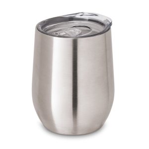 RONDE. Copo de viagem térmico em aço inox de parede dupla isolada a vácuo (400 mL)
