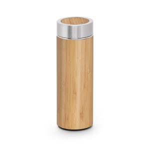 NATUREL. Garrafa térmica em aço inox 90% reciclado e bambu, de parede dupla isolada a vácuo (430 mL)