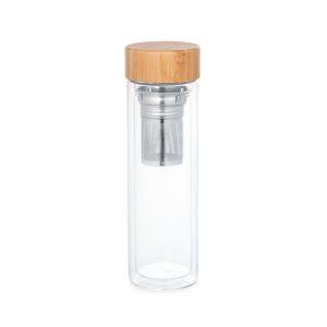 MAKAROVA. Garrafa térmica em vidro borossilicato de parede dupla isolada a ar, com 2 infusores (490 mL)