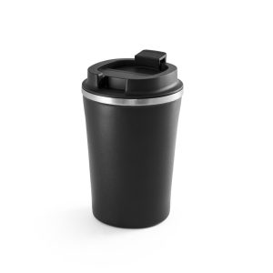 PHELPS. Copo de viagem térmico em aço inox e PP, de parede dupla isolada a vácuo (470 mL)