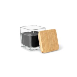ESSENCE. Vela aromática, de 50 g., em copo de vidro com tampa em bambu