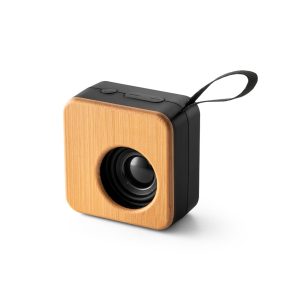 MAYER. Caixa de som portátil com autonomia de 4h (500 mAh), em bambu e ABS 100% reciclado