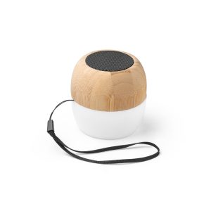 KALAM. Caixa de som portátil com microfone e autonomia de 2h (300 mAh), em bambu e PP